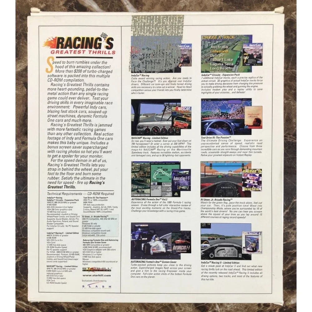 Racing's Greatest Thrills PC Big Box 8-Game CD-Rom NASCAR IndyCar Test Drive III